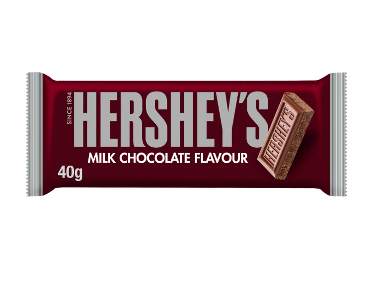 Hershey's milk chocolate flavour bar packaging on a white background