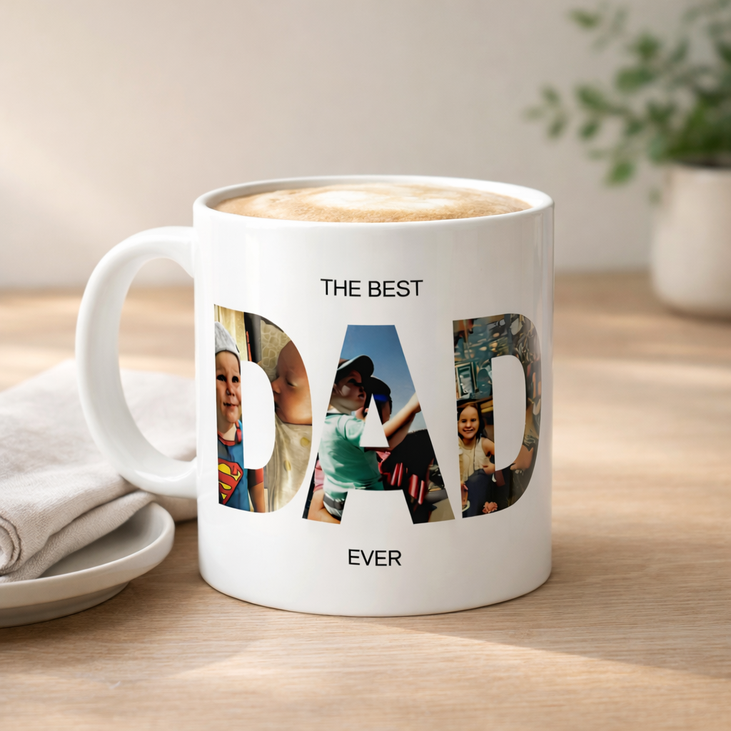 Custom Photo Coffee Mug – 12oz Porcelain with Your Image & Text