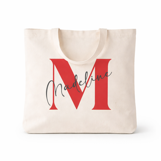 Custom Monogram or Name Canvas Tote Bag – Personalized Gift with Vinyl Print