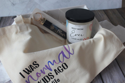 Self-Care Gift Box For Her - Personalized Candle, Tote & Keychain