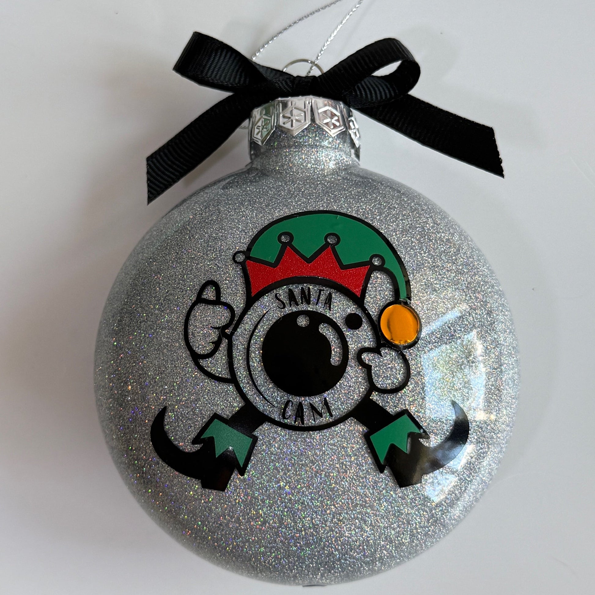 Decorative Christmas ornament with a cartoon character on a white background