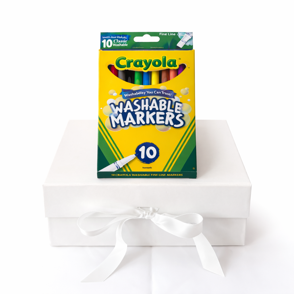 Crayola washable markers packaging on a white background