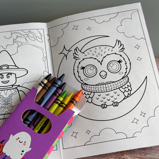 Halloween Coloring Book and Crayons